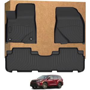 Floor Mats for Toyota Highlander 2014-2019 7/8 Seats, All Weather Protection Floor Liners, Custom Fit Floor Mats for Toyota, TPE Anti-Slip Waterproof Floor Liners (3)