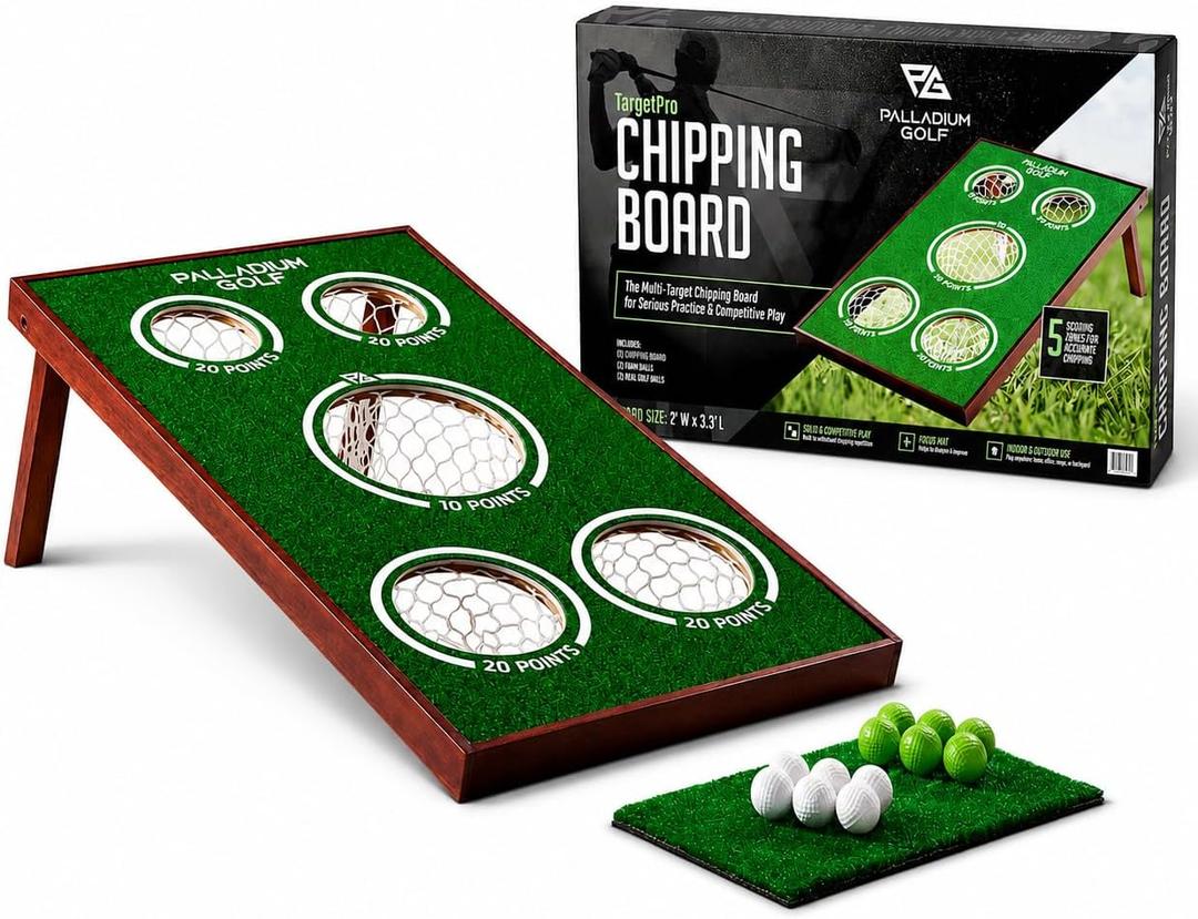 Palladium Golf Chipping Game Board - Solid Wood Golf Game Cornhole Set