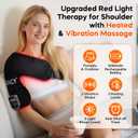 Cordless Red Light Therapy for Shoulder with Heat & Massage, 5000mAh Rechargeable Heated Shoulder Pad 660nm&850nm Near Infrared Light Therapy Wrap for Joint Pain Relief (Black)