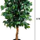 Nearly Natural 4ft Triple Trunk Ficus Silk Tree with Natural Wood Trunks and Dense Foliage, Mid-Size Faux Floor Plant for Home and Office