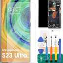 OLED for Samsung S23 Ultra LCD Digitizer Replacement for Samsung S23 Ultra 5g Display Screen for Samsung SM-S918 Touch Screen Repair Kits with Frame Black (with Fingerprint Function)