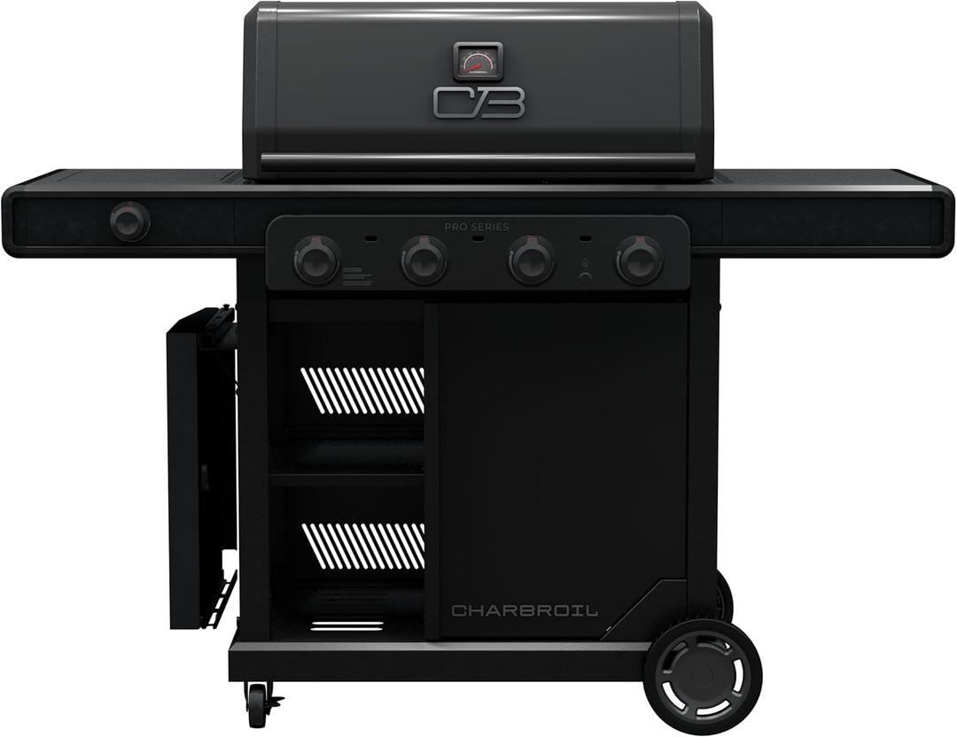 Char-Broil Pro Series with Amplifire Infrared Technology 4-Burner Propane Gas Grill Cabinet with Side Burner, Black - 463281024