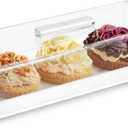 Clear Acrylic Rectangular Serving Tray with Lid - Grey Black Marbleized Grain Cake Holder, Cake Stand Display Set for Cheese, Chips, Fruit Platter