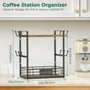 EsLuker.ly Coffee Mug Cup Holder Tree Bar Station Organizer, 2 Tier Mug Stand Rack for Countertop Kitchen, Storage Tower Display Shelf with 12 Hooks, Coffee Nook Enhancer, Vintage Brown Black