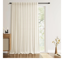 Warm Beige Extra Wide Linen Curtains for Sliding Glass Door 100 Inch Wide Back Tab Curtain Living Room Divider Semi Sheer Neutral Boho Rustic Patio Light Filtering Drape 1 Panel W100xL96