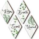 4 Pcs Green Wall Decor Farmhouse Bathroom Decors Relax Soak Unwind Breathe Wooden Sign Hanging Wall Art Green Accessories for Bedroom Living Room Office Vintage Decorations(12x7)