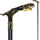 Walking Cane for Men & Women - Heavy Duty 500+ lbs Capacity, Gothic Cane with Ornate Design, Decorative Goth Metal Walking Stick, Ergonomic Handle, Black & Silver Leopard Canes for Senior