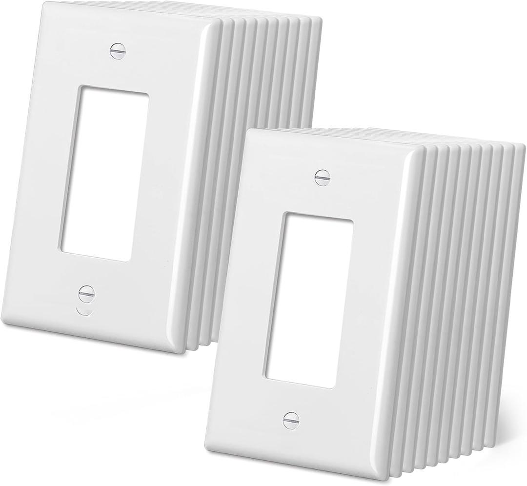 CML Oversized Decorator Wall Plate, 20 Pack Electrical Outlet Receptacle Covers, Jumbo 1-Gang Switch Plates, Over-Size 3.5 x 5.5, Impact Resistant, Gloss White, ETL Listed