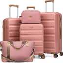 Luggage Sets 5 Piece, Suitcases with Wheels,ABS Hard Case Luggage with TSA Lock Spinner Wheels,Carry On Luggage Set (Pink,20/24/28 Inch), 5PCS