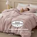 Bedsure 100% Washed Cotton Duvet Cover King Size - Petal Pink Minimalist Bedding Set Linen Like - PureWoven Plain Simple & Soft Comforter Cover for All Seasons (Petal Pink, King, 104"x90")