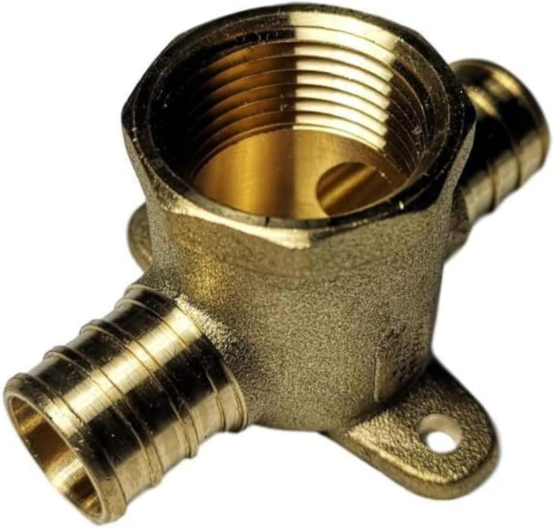 1 Piece XFITTING 3/4'' Pex x 3/4'' Pex x 3/4'' Female Tee Drop Ear, Brass Crimp Fitting - Brass, Pex B 0.75''