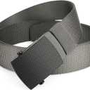 WYuZe Military Nylon Belt Heavy Duty Sliding Buckle 1.5" Adjustable Web Tactical Belt for Men Outdoor Work Hiking EDC (Gray)