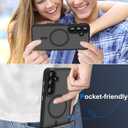 2 x Magnetic Case for Samsung Galaxy S22 Plus Case Fit for MagSafe, Slim Protective for Galaxy S22 Plus Phone Case S22Plus Non-Fingerprint Translucent PC Back TPU Bumper-Frosted Black