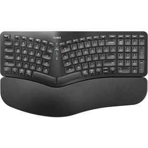 Nulea Wireless Ergonomic Keyboard, Split Keyboard with Cushioned Wrist Rest, Bluetooth and USB Connectivity, USB-C Rechargeable, Compatible with Windows Mac(Black)