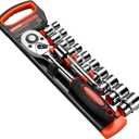 Egofine 12pcs 1/2 Inch Ratchet Socket Wrench Set, Drive Socket Set with 10 Sockets 10-15,17,19,22,24mm and 2 Way Quick Released Ratchet Handle and Extension Bar