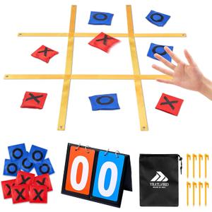 Giant Tic Tac Toe Outdoor Game 4ft x 4ft Portable Bean Bag Toss for Family Kids and Adults with Tabletop Scoreboard Yard Game Set in Yellow