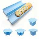 6-Piece Cake Mold Set with 9.06 inch Tray - Heart-shaped, Star Shaped, Awn Shaped, Circular, 3D Cake Cutting Machine and Pusher - Baking Mold Set for Birthdays, Weddings, Parties, and Family Desserts