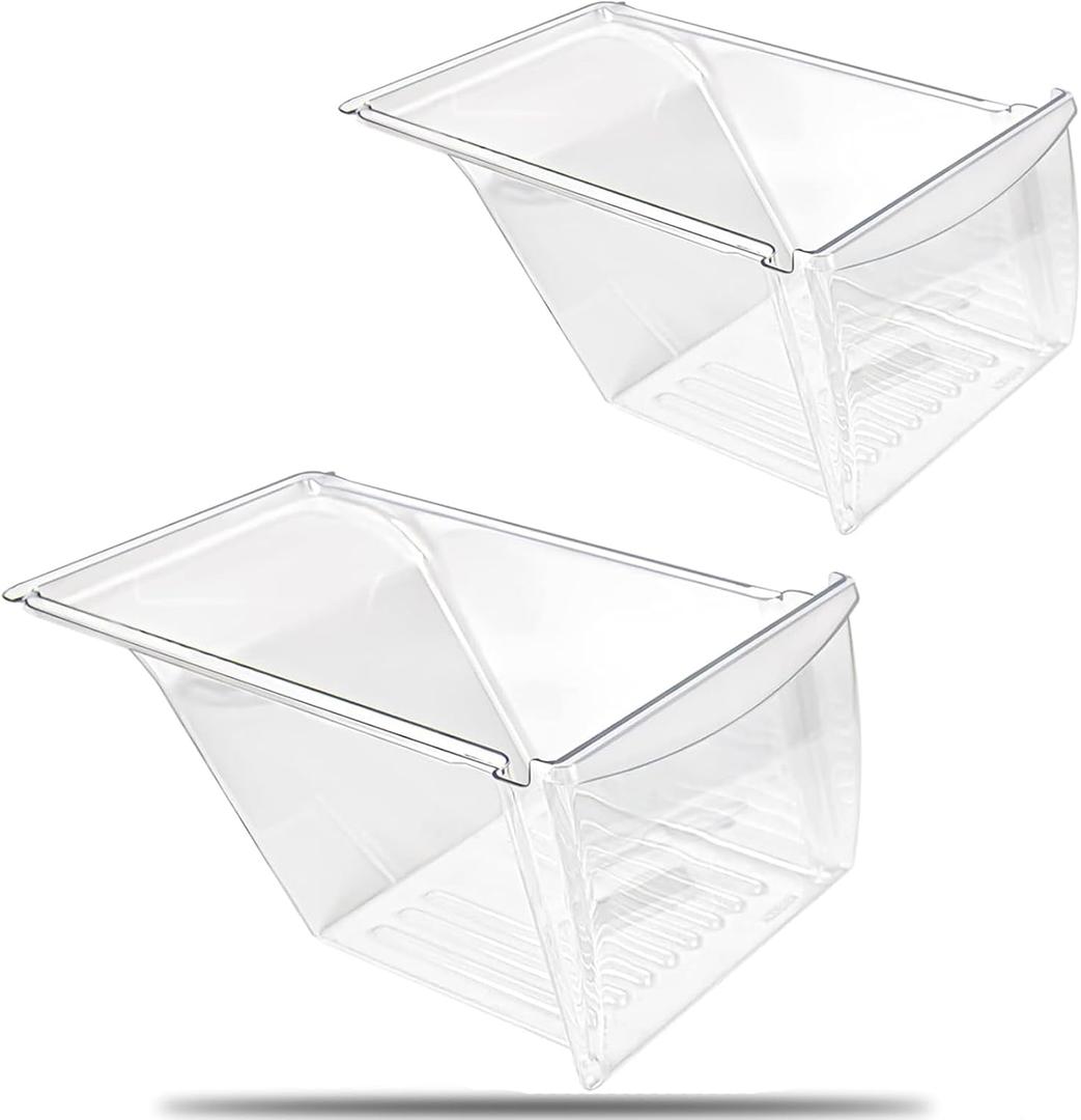 [2 PACK] UPGRADED 240337103 Crisper Bin Drawer Replacement for Frigidaire Kenmore Refrigerator Drawer Replacement, Fridge Drawer for Frigidaire Replacement Drawer Parts AP2115741, 240337100, 240337102 (240337103 Crisper Bins 2 PACK)