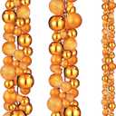 2 Pcs Christmas Ball Garland 6 ft Ball Ornaments Christmas Bulb Garland Xmas Tree Bauble Decorations for Party Supplies Indoor Outdoor Home Office Decoration Accessories(Orange)