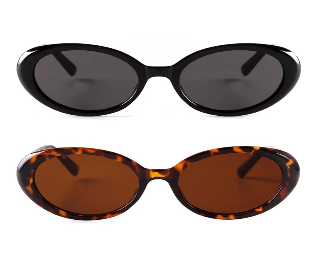 MIYYA Tiny Small 90s Sunglasses for Women Men Retro Oval Tinted Glasses