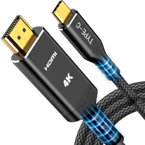 Highwings USB C to HDMI Cable @60Hz, USB-C (4K HDMI) 15 feet Black, [Thunderbolt 3/4 Compatible] Type-C to HDMI Cord for iPhone 16/15 Series, MacBook Pro/Air, iPad, Surface, Galaxy, XPS, and More