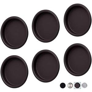 Enconker 6 Pack Closet Door Finger Pull 2-1/8", Oil Rubbed Bronze Round Insert Bypass Closet Door Handle Sliding Door Hardware, Easy Snap-in Installation, No Nails Needed