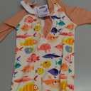 upandfast Baby/Toddler Swimsuit UPF 50+ Sun Protection One Piece Zipper Bathing Suit with Sun Hat Infant Beach Swimwear [Orange Fish, 12-18 Months]