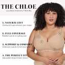 LEADING LADY, Chloe, Underwire, Lightly Padded T-Shirt Bra, Side and Back Smoothing, Adjustable Straps, Lace Band, Beige, Fits 50A