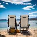Nestl Zero Gravity Chairs, Portable Patio Lounge Chair Outdoor with Pillows & Cup Holder Trays, Adjustable Steel Mesh Reclining Camping Chair, Folding Patio Lawn Chair for Deck, Beach, Yard - Beige
