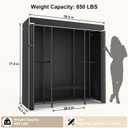 ULIFHOME E3C Heavy Duty Portable Closet Wardrobe with Fabric Cover, Freestanding Clothes Rack Holds up to 850 lbs, Metal Garment Rack Organizer for Clothing, 59.5" W x 16.5" D x 77.4" H, Black