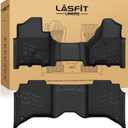 LASFIT Floor Mats 2019-2025 2026 for Ram 2500/3500 Crew Cab Bench Seat, Not for Bucket Seat or Model with PTO KIT or 4X4 Shifter, All Weather TPE Custom Fit Car Mats Floor Liners 1st & 2nd Row, Black