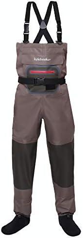 Kylebooker Breathable Fishing Stockingfoot Chest Wader (L, Brown)