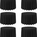 BRILLMAX 6 Pack Black Round Tablecloths 108 Inch for 48 Tables - 150 GSM Polyester Fabric, Floor Length Drop, Water, Stain & Wrinkle Resistant Cloth Cover for Wedding Reception Banquet Dining