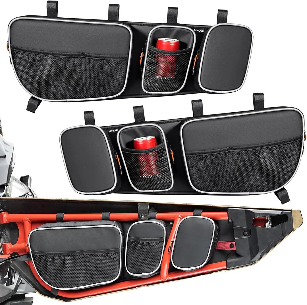 Benlari X3 Storage Bag UTV Side Bags X3 Door Bags Upgraded Artificial Leather Film Compatible with Can Am Maverick X3 Max X RS DS MR RC Turbor RR All Models 2017-2024,White