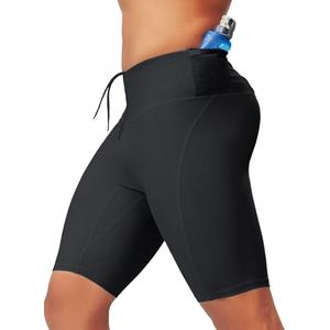 MIZOK Mens Running Half Tight Compression Short Gym Workout Bike Shorts with Built-in Phone Pockets Black, Size: M