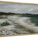 SHENIFY 20x40in Extra Large Vintage Framed Wall Art Seaside Coastal Landscape Painting Retro Beach Scenery Farmhouse Bedroom Above of Bed Living Room Decor - Natural Framed