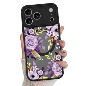 MZELQ Compatible with iPhone 17 Pro Max Case Flower Pattern, Black