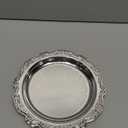 Teecyhooo 6 Pcs Silver Serving Platter Tray Jewelry Display Tray Decorative Dessert Plates Vintage Coffee Table Perfume Jewelry Organizer for Wedding Party Centerpiece (Round)
