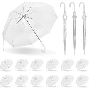 Clear Bubble Umbrellas, 48 Inch Windproof Transparent POE Dome Umbrella with Auto Open J-Handle, Large Umbrellas for Wedding Rain Golf Outdoor Photography Bridal Events, Christmas/Halloween Decorations