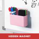 BEYGORM 2 Pack Plastic Magnetic Pen Holder for Refrigerator, Dry Erase Marker Holder for WhiteboardMagnet School Locker Organizer Accessories, Pencil Cup, Pen Caddy, Classroom Organization(Pink)