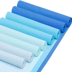 Whaline 8 Rolls Blue Crepe Paper Streamers 25 x 250cm 4 Gradient Blue Colors Party Decorative Craft Streamers Roll for Graduation Party Supplies Backdrop DIY Gift Wrapping Room Wall Decor
