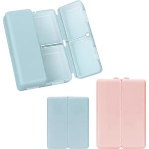 FYY 2 Pcs Daily Pill Organizer, 7 Compartments Portable Pill Case Travel Pill Organizer,[Folding Design] Pill Box for Purse Pocket to Hold Vitamins,Cod Liver Oil,Supplements and Medication-Navy+Pink (Large (1 Piece), Small (1 Piece))
