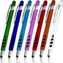 Stylus Pen for Touch Screens & Ballpoint Writing Pens, with Sensitive Stylus Tip - 2 in 1, Compatible for Your Touch Screen Devices - Assorted Barrel Colors, Black Ink, 7 Pack