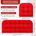 Barydat 3 Pack Wicker Furniture Cushions Waterproof Outdoor/Indoor Tufted Wicker Chair Cushions 1 Loveseat and 2 U-Shape Rattan Chairs for Patio Furniture, Rattan Love Seat, Bench(Red), 19 X 44 X 4, 19 X 19 X 4