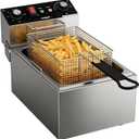 Electric Deep fryer Single Tank Deep Fryer with Basket Capacity 10L Electric Countertop Fryers with 60 Minute Timer for Home Kitchen and Restaurant
