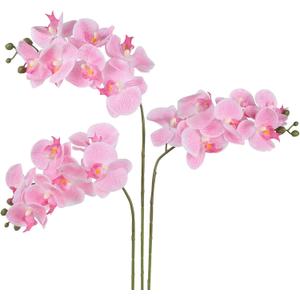 Light Pink Orchid Artificial Flowers, 27.95" Real Touch Fake Orchid Latex Realistic Flowers Phalaenopsis Branches for Home Party Wedding Bridal Shower Decoration, 3pcs Light Pink