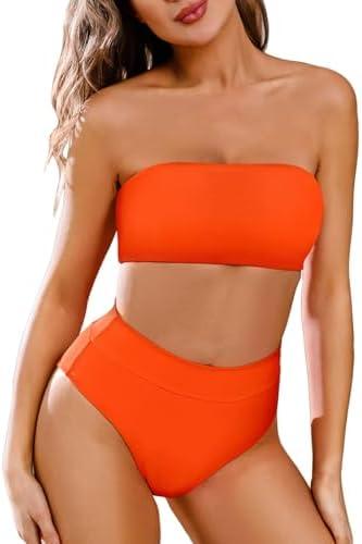 Pink Queen Women's Removable Strap Wrap Pad Cheeky High Waist Bikini Set SwimsuitXL