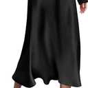 Zeagoo Skirts for Women Jacquard High Waist Skirt Black Elegant Midi Skirt Satin (X-Large)