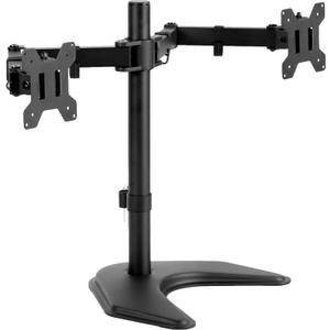 VIVO STAND-V002F Dual LED LCD Monitor Free-Standing Desk Stand for 2 Screens up to 27 Inch Heavy-Duty Fully Adjustable Arms with Max VESA 100x100mm (Black)