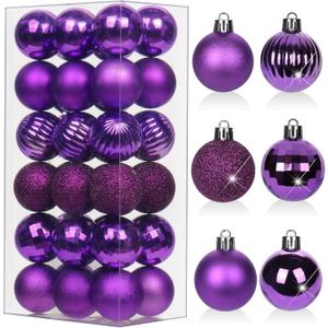 1.57" Purple Christmas Ornaments for Christmas Tree 36 Pcs Mini Shatterproof Balls Christmas Tree Decorations Small Xmas Ornaments Balls with Hanging Loop for Wedding Holiday Party Wreath Home Decor